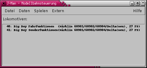 Digitale Steuerung - j-man Hauptfenster