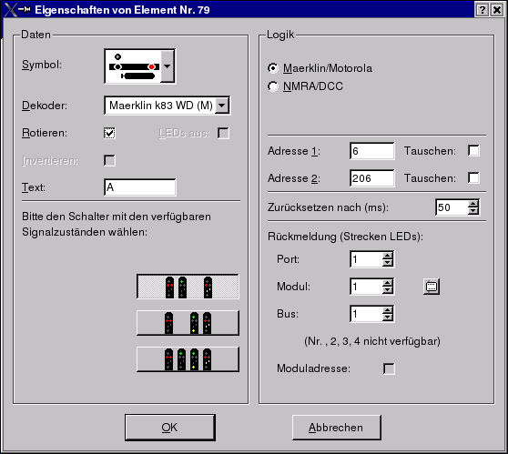Eigenschaften-Fenster des Elementsymbols für Signale (2)