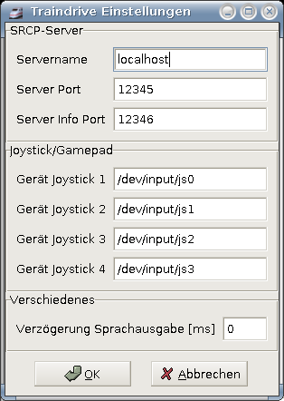 Traindrive Einstellungen