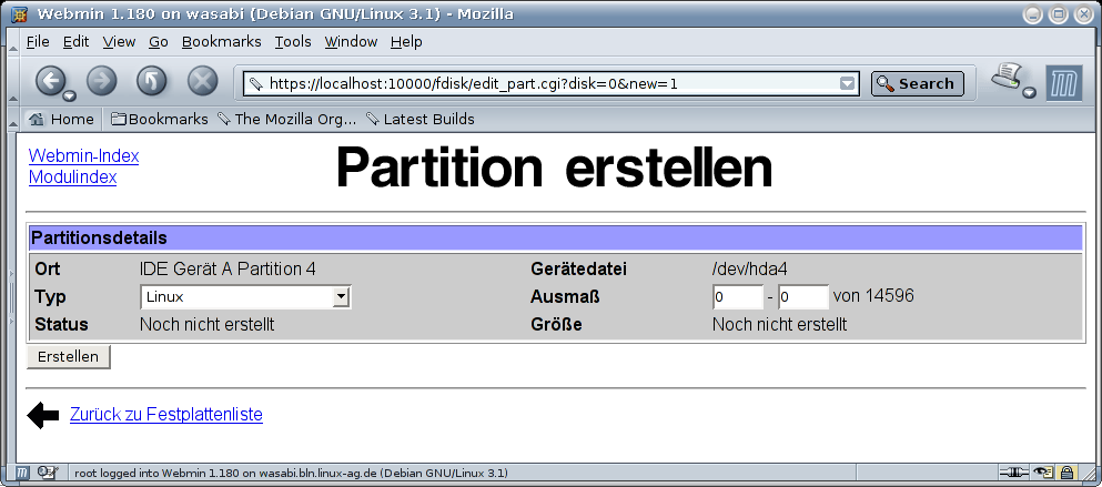 Kategorie Hardware - Partition erstellen