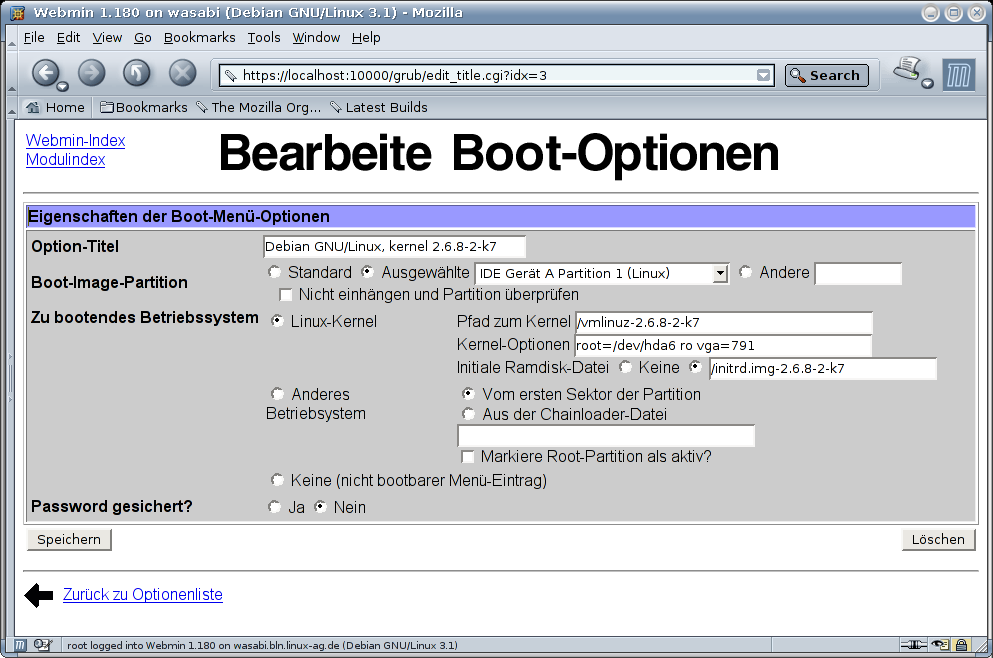 Kategorie Hardware - GRUB - Bearbeite Boot-Optionen