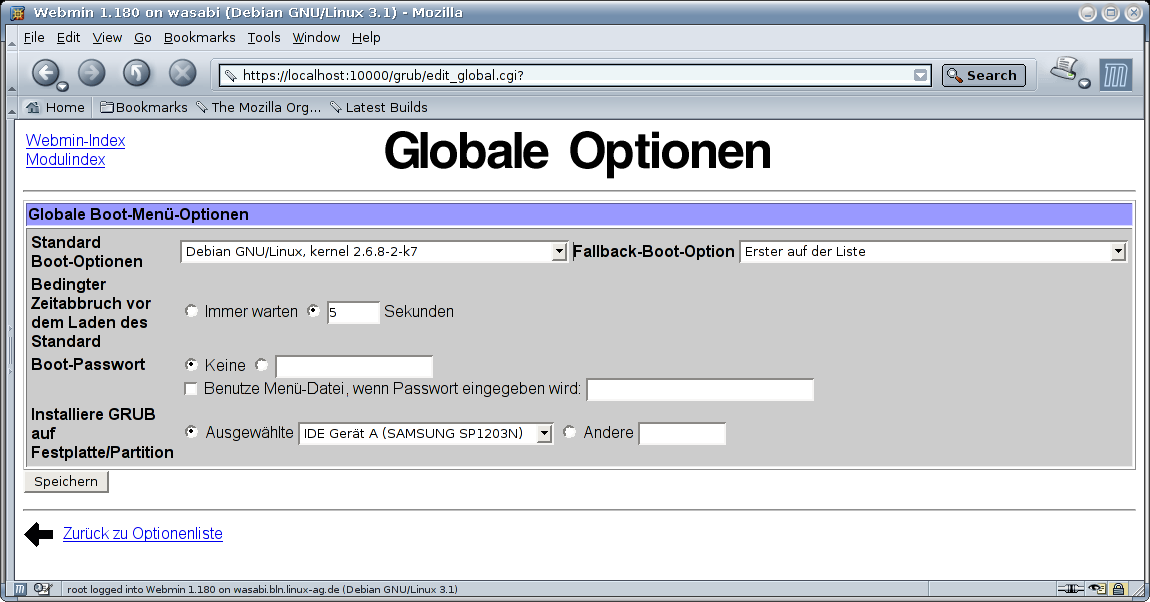 Kategorie Hardware - GRUB - Globale Optionen
