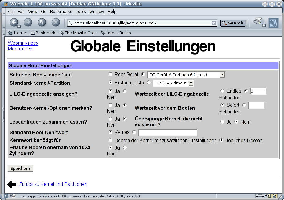 Kategorie Hardware - Globale Einstellungen