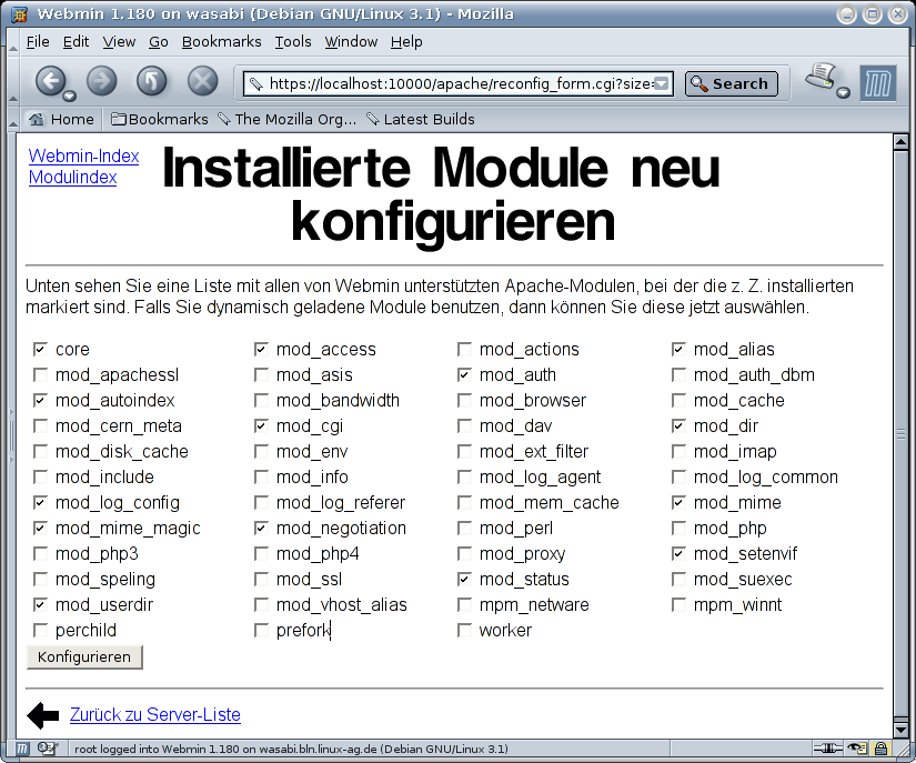 Kategorie Server - Apache - Apache-Module neu konfigurieren