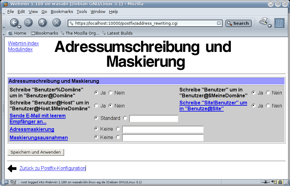 Postfix Mailserver - Adressumschreibung und Maskierung