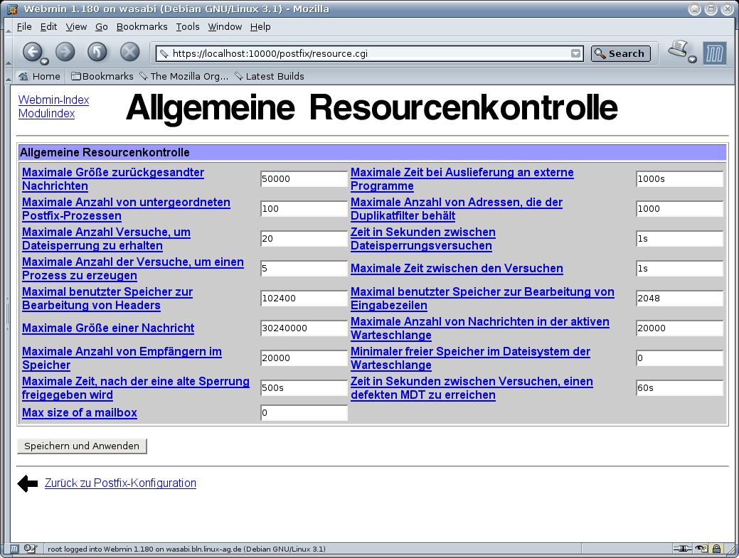 Postfix Mailserver - Allgemeine Resourcenkontrolle
