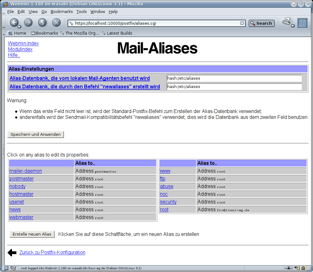 Postfix Mailserver - Mail-Aliases