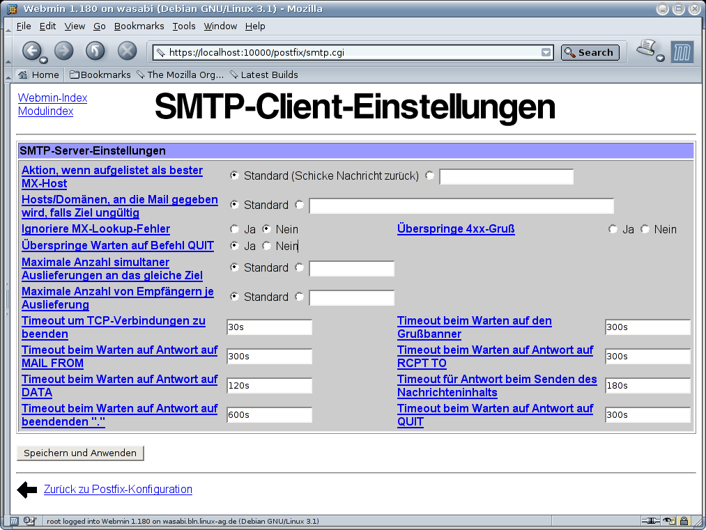 Postfix Mailserver - SMTP-Client-Einstellungen