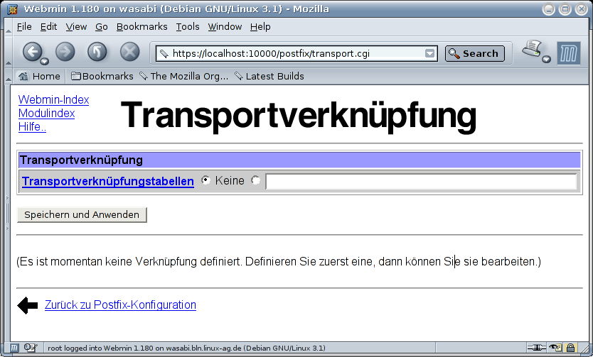 Postfix Mailserver - Transportverknüpfung