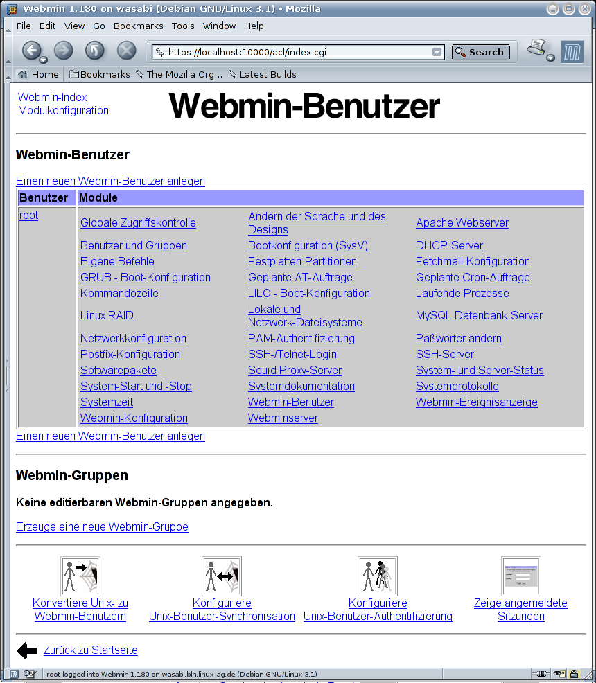 Kategorie Webmin - Benutzer