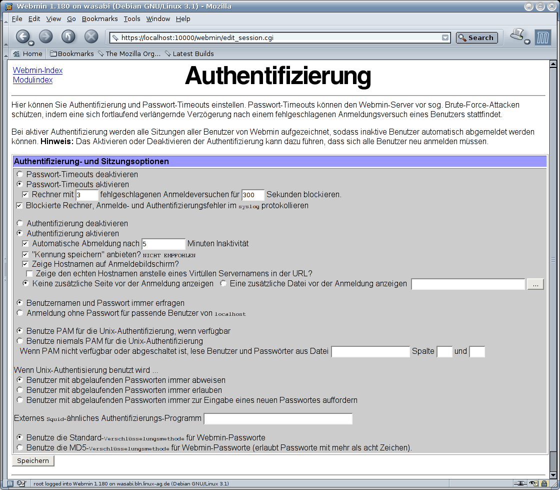 Webmin - Authentifizierung