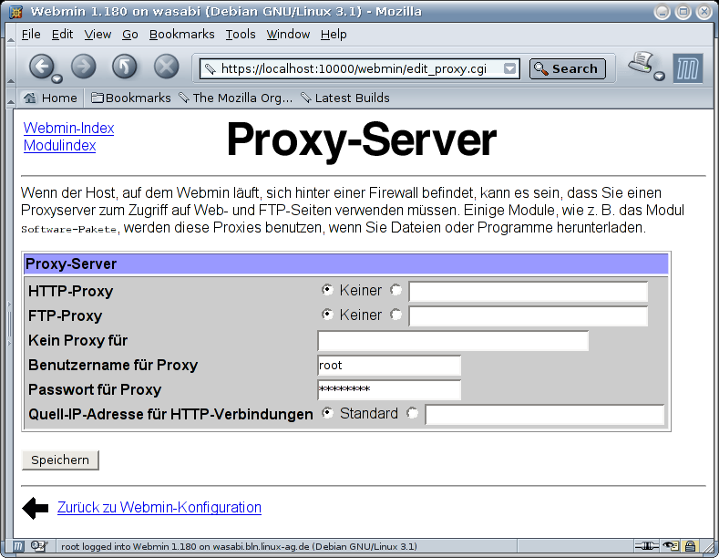 Kategorie Webmin - Konfiguration - Proxyserver