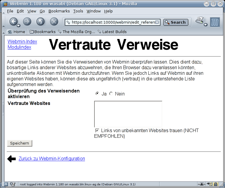 Webmin - Vertraute Verweise