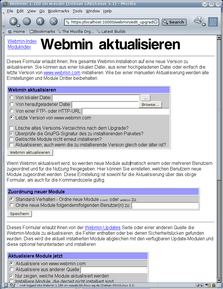 Webmin - Webmin aktualisieren