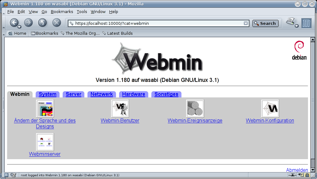 Kategorie Webmin