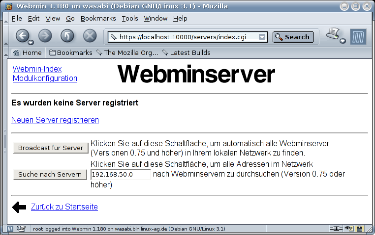 Kategorie Webmin - Servers